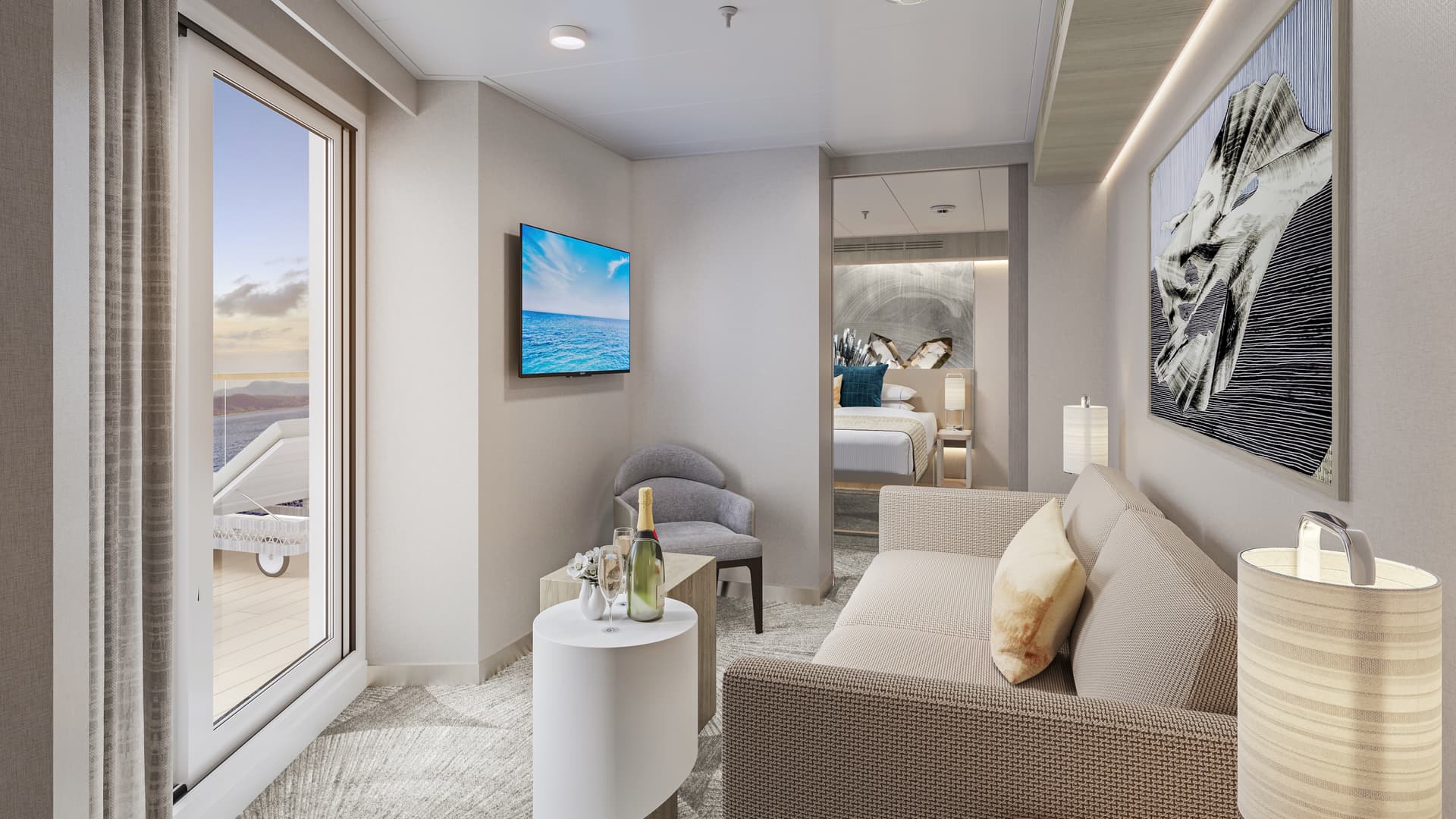 Forward-Facing Suite with Master Bedroom & Large Balcony